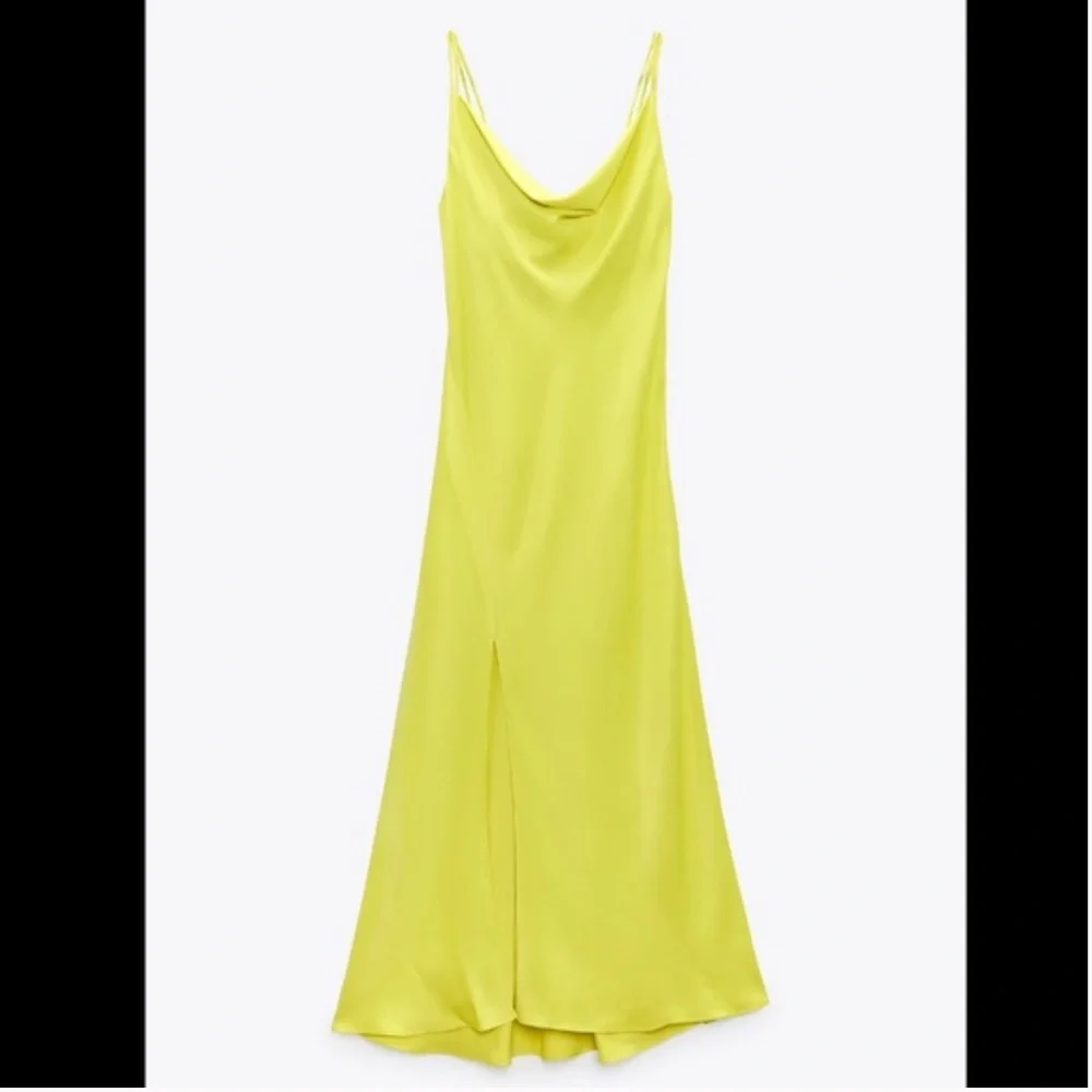 Zara Bright Yellow Midi Cowl Neck Dress - Picture 6 of 6